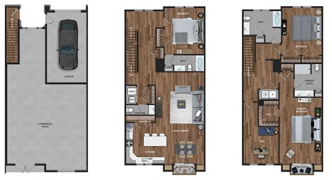 Floor plan for 3 beds, 3.5 baths, 2838 sqft